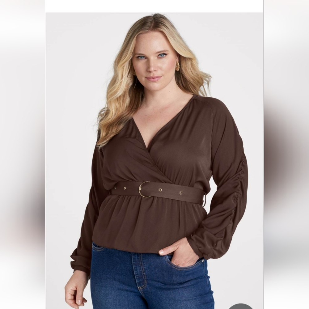 VENUS V- Neck Belted Top - Picture 4 of 7